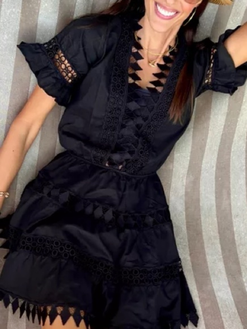 Peixoto Ora Embroidered Mini Dress black